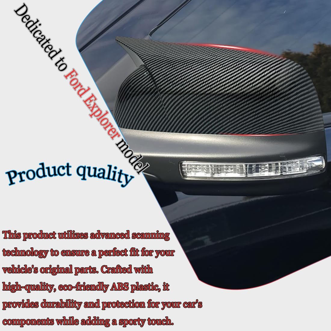 Rear View Mirror Cover, for Ford Explorer 2016 2017 2018 2019 - Carbon Fiber Turn Signal Housing Cover Accessories