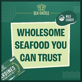 Sea Castle Skinless & Boneless Sardines in Pure Olive Oil 125g (Case of 12) | Rich in Omega 3, Easy Open BPA Free Tin, Kosher