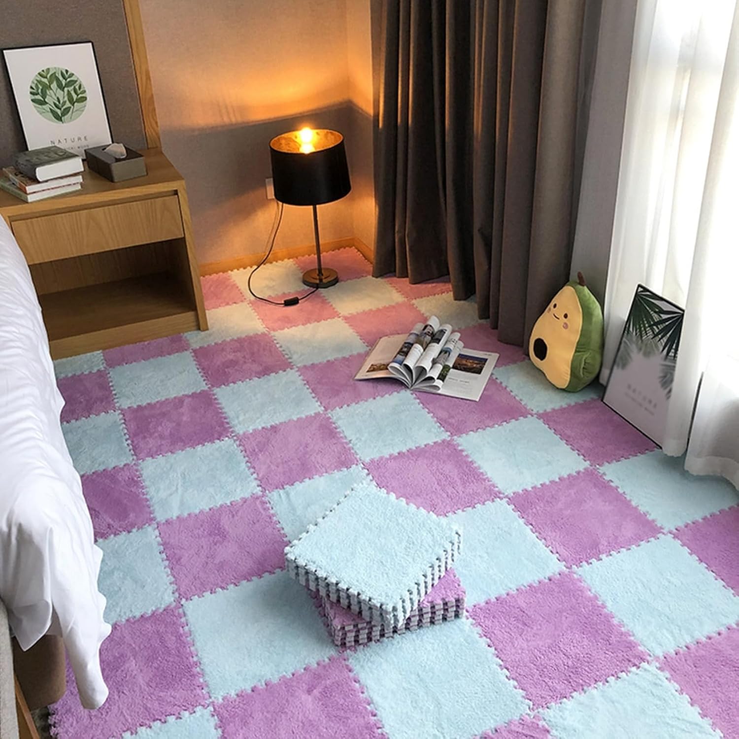 起毛アイリスプラザ 起毛 絨毯 30*30*0.6cm 30枚セット ベビー用 キズ防止 キッズスペース 起毛タイプ 敷物 北欧 可