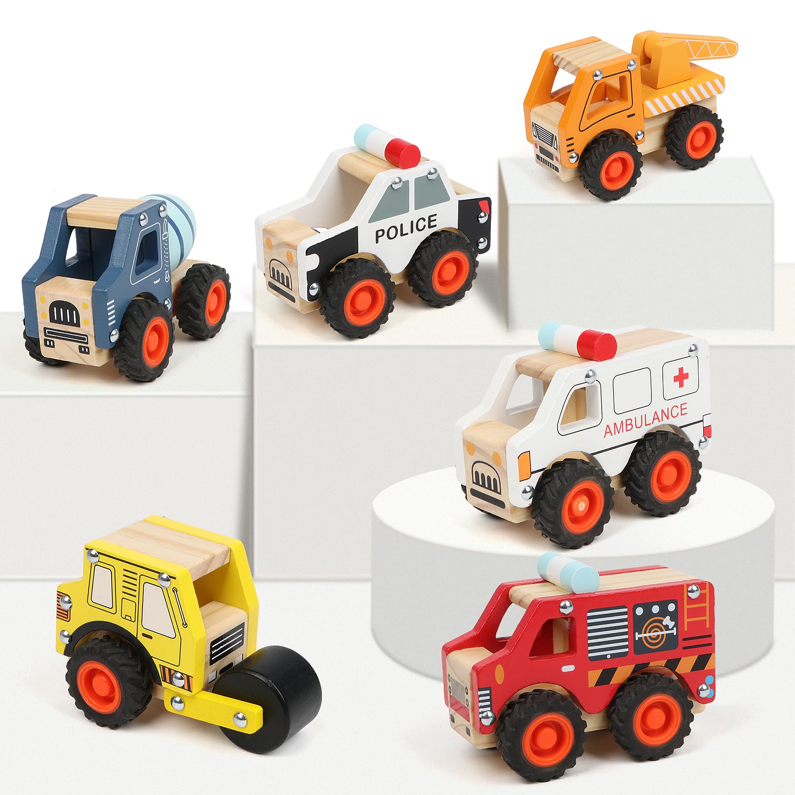 6 PZ Auto di Legno Giocattoli Educativi per Bambini