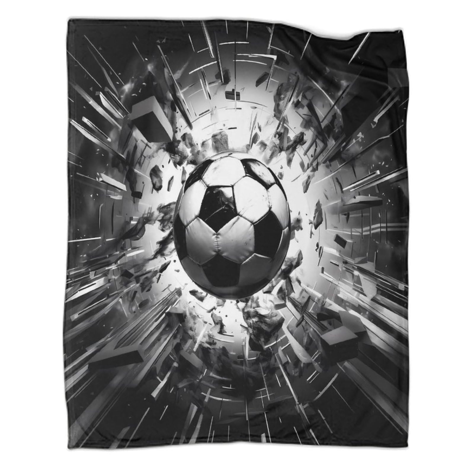 stampa 3D SoccerBallImpact coperta da viaggio microfibra biancheria da letto compatta coperta da viaggio morbida per regali per chi viaggia per lavoro DynamicSportsArt 80×90inch(200x230cm)