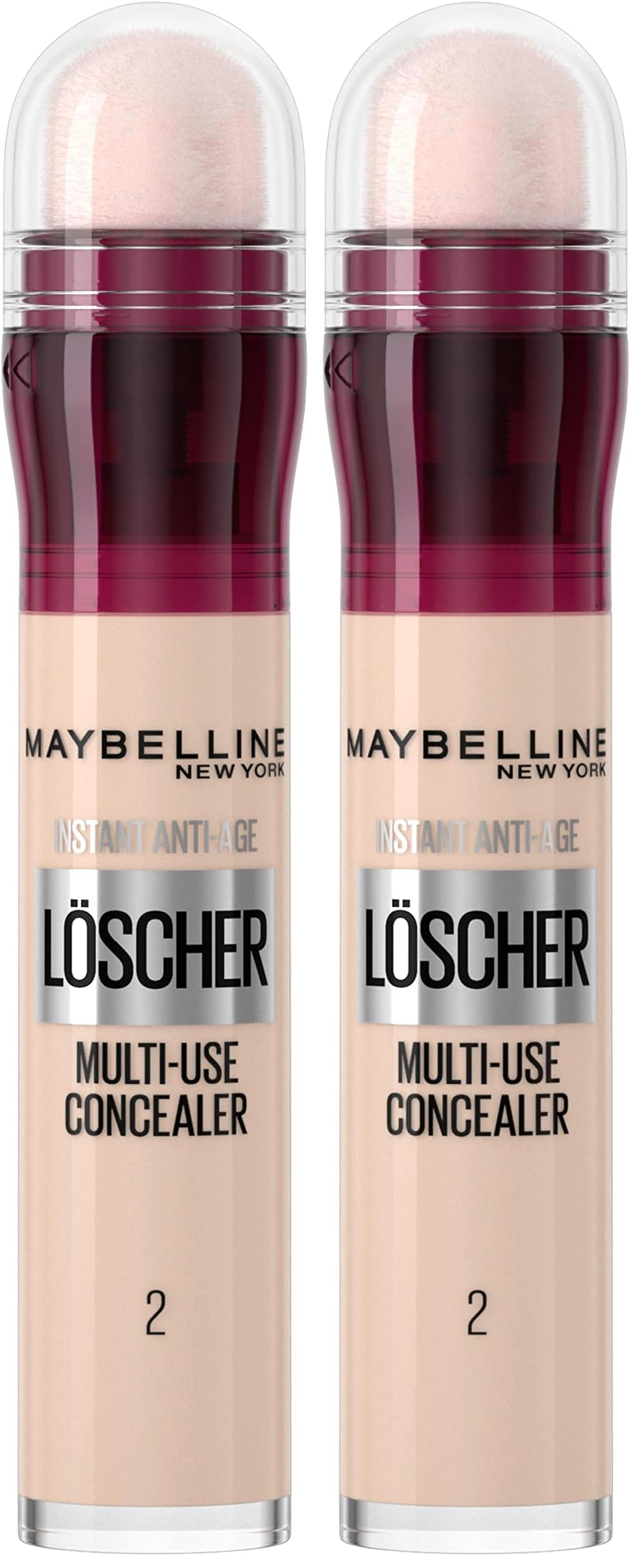 Maybelline New York Abdeckstift, Instant Anti-Age Effekt Concealer, Löscher mit Mikro-Lösch-Applikator, Nr. 02 Nude, 6,8 ml (Packung mit 2)