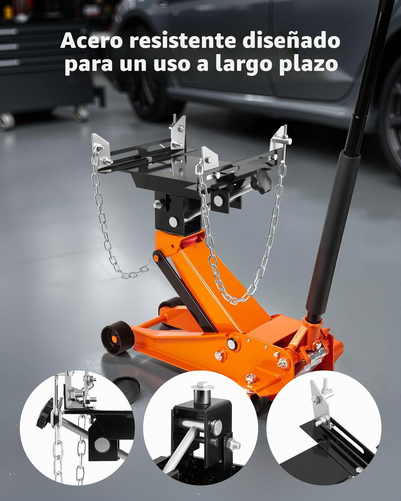 VEVOR Bandeja Adaptadora para Gato de Transmisión, Capacidad de 0,5 T, Acero Resistente, para Gato de Coche, con Eje de Sillín Extraíble de 30 mm, Color Negro, Carga 500 kg, 390 x 330 x 280 mm