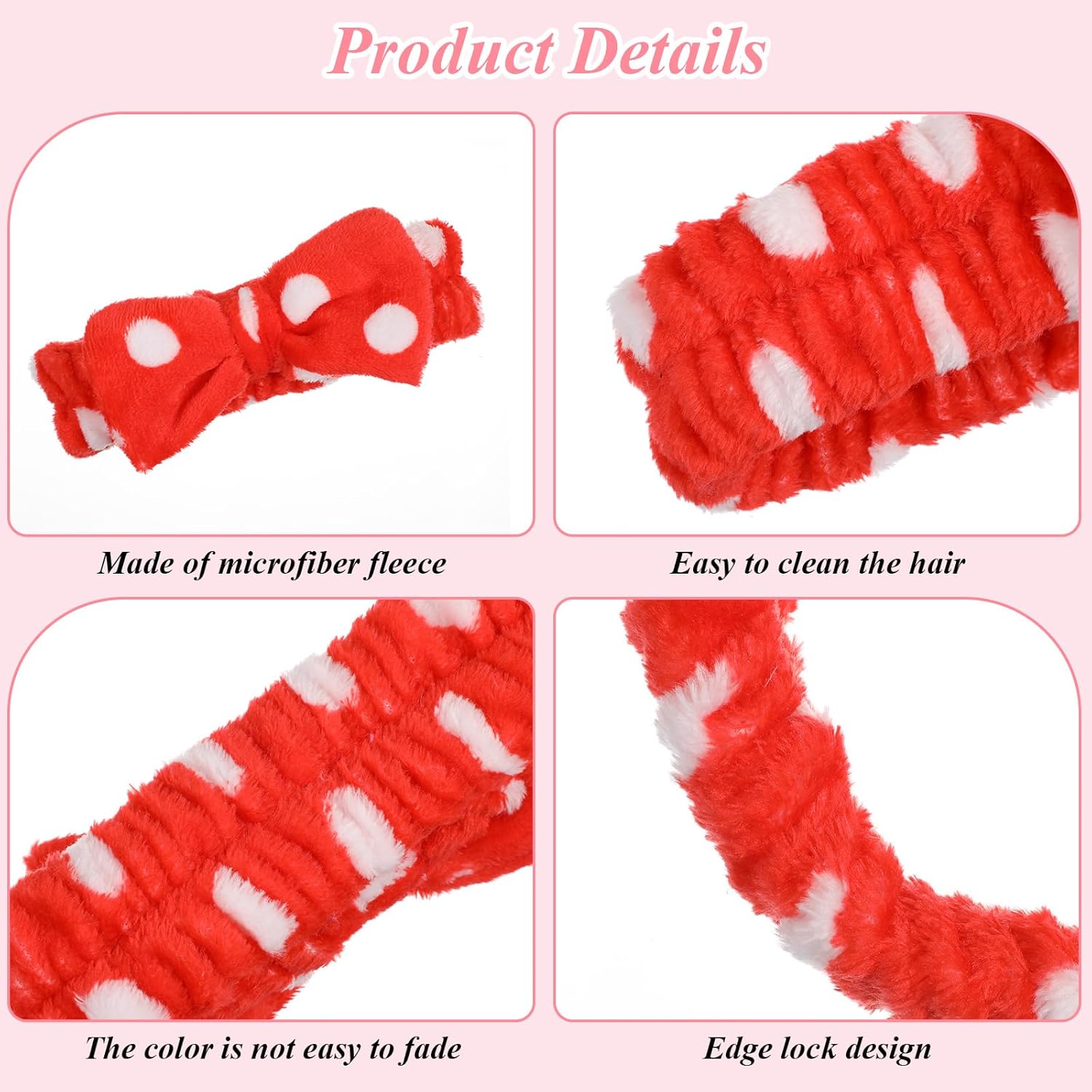 24 Pcs Spa Headbands Facials Makeup Headbands Bulk Bows Hair Fleece Fluffy Hair Band For Women Washing Face Makeup Shower Skincare 7.5 x 2 Inches Gifts Stocking Stuffers Party Favors