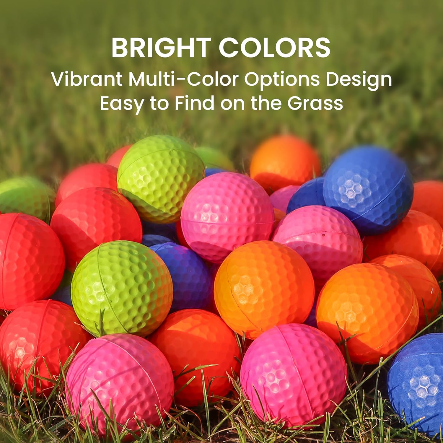 FINGER TEN Foam Golf Practice Balls Value 100 Pack with Bucket, Soft Lightweight & High-Visibility Mixed Colors Balls with Durable Construction for Indoor Outdoor Use