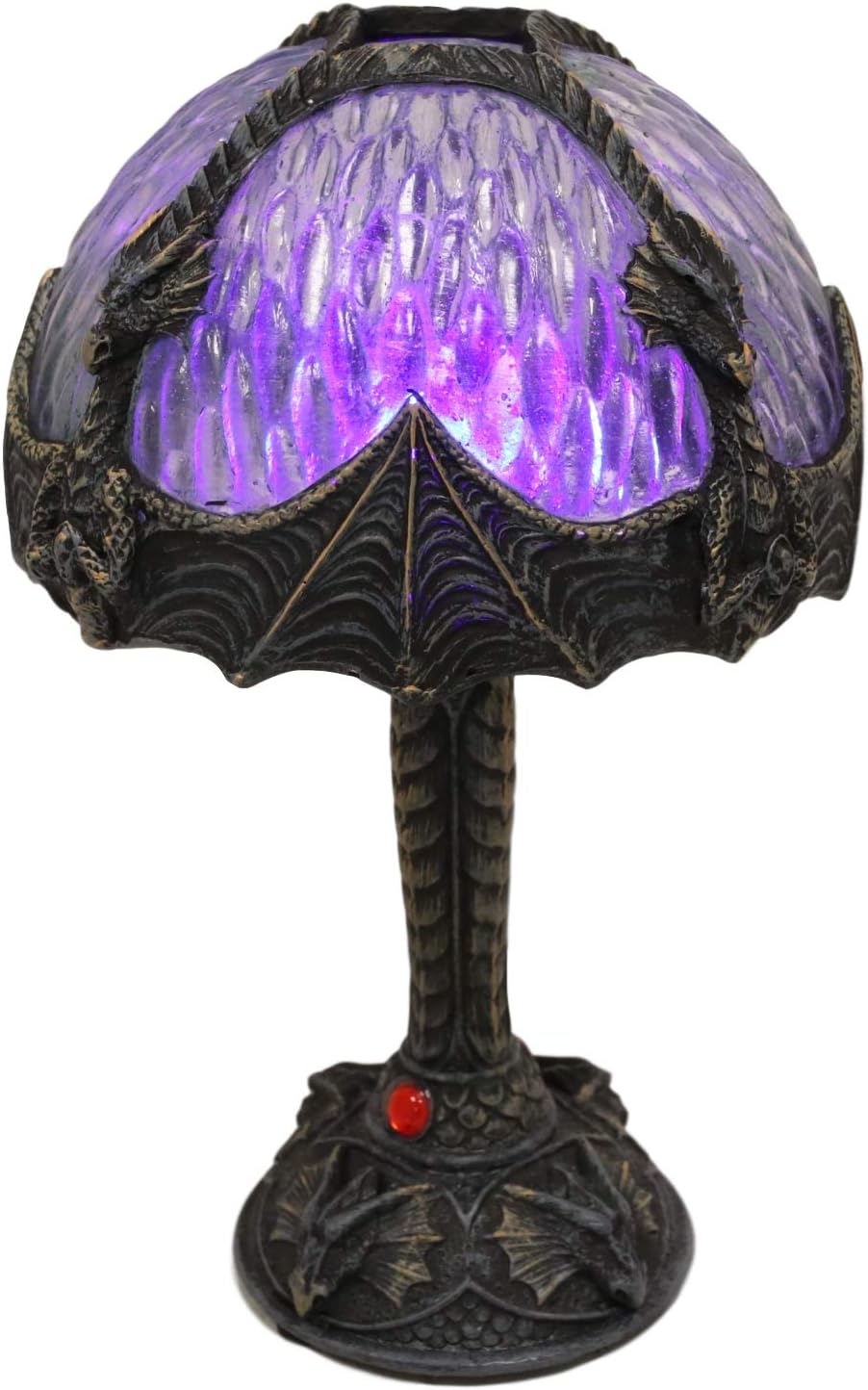 Ebros Gift 7" Tall Aurora Borealis Rune Dragon with Widespread Wings Mini Figurine Lamp with Color Changing LED Night Light Desktop Countertop Lighting Accent Decorative Figurine