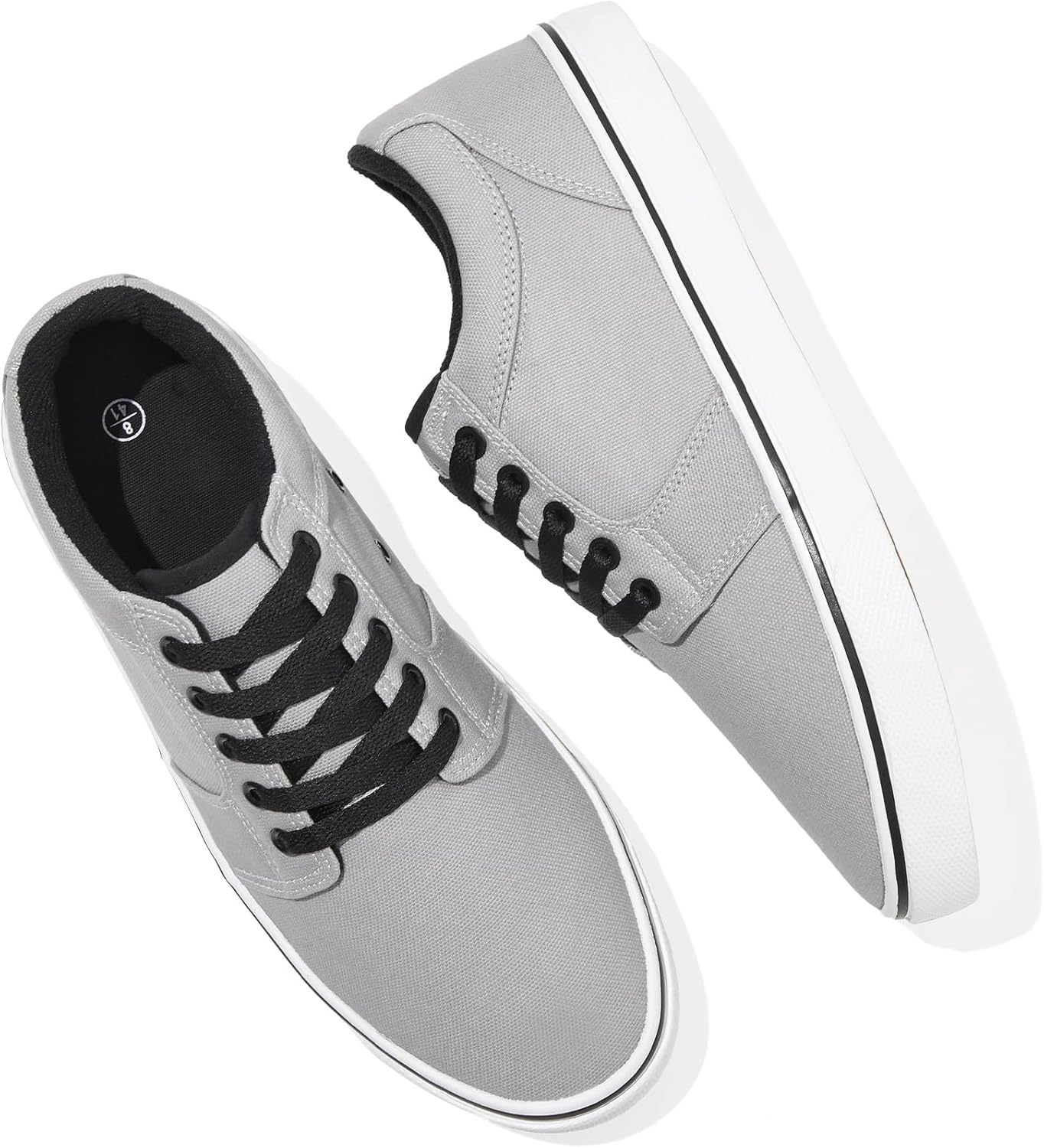 BENPAO Mens White Casual Shoes All Black Fashion Sneakers for Men Low Top Lace Up Canvas Shoes