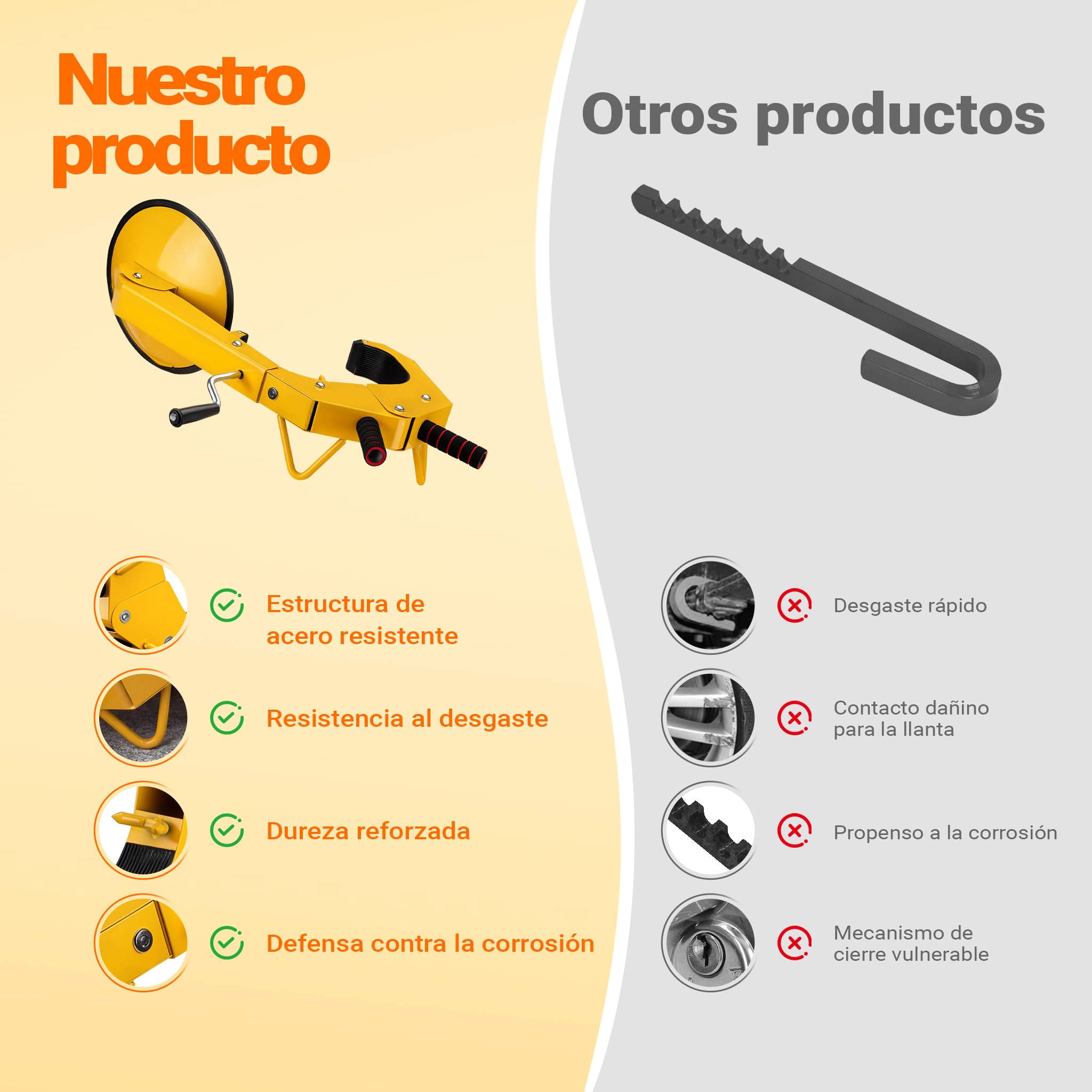 Wiltec Cepo antirrobo ruedas para llantas de aluminio y acero 10-18″ con llave cierre de seguridad