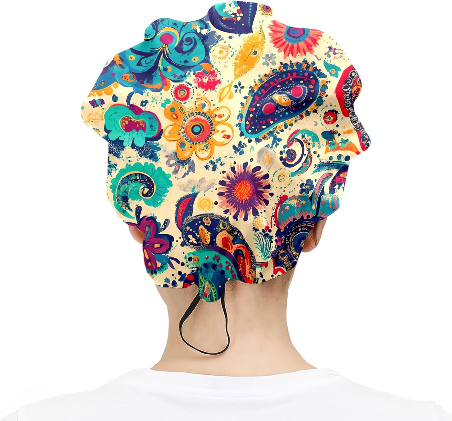 MUKJHOI Working Scrub Cap with Elastic Tie Back and Sweatband - Unisex Bouffant Hair Cover for Men, Women - Image 7