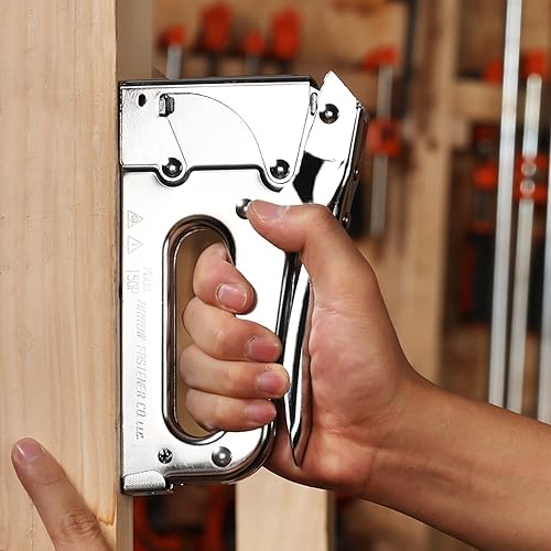 Miniatura 7 de Arrow Kit de pistola de grapas resistente T50, grapadora de acero cromado, con 3750 grapas T50 de 1/4 pulgadas, 3/8 pulgadas, 1/2 pulgadas, para