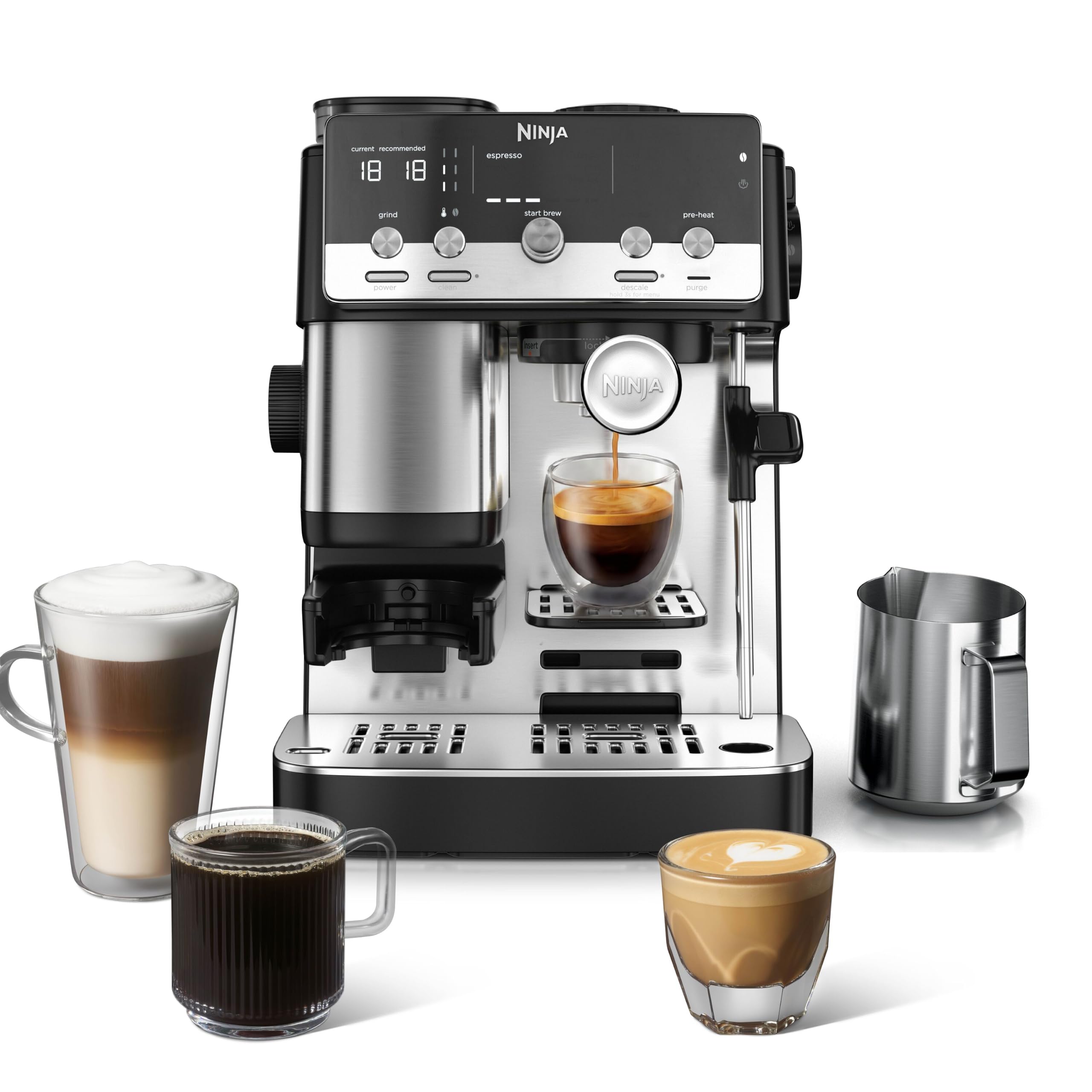 Ninja Luxe Café Mini 2-en-1, machine à café filtre et expresso, broyeur intégré