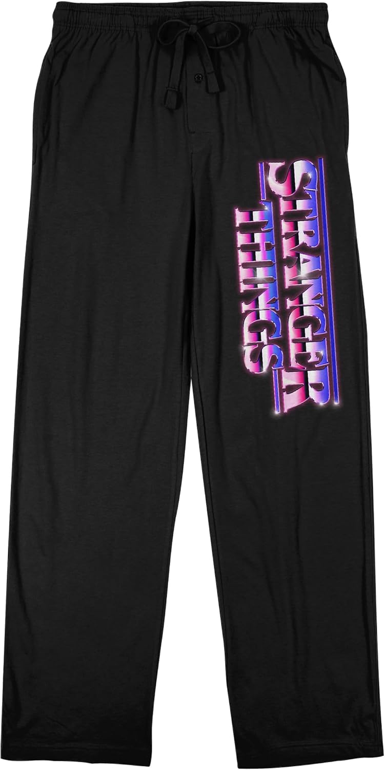 Bioworld Stranger Things Red, White, Blue Logo Men's Black Sleep Pajama Pants
