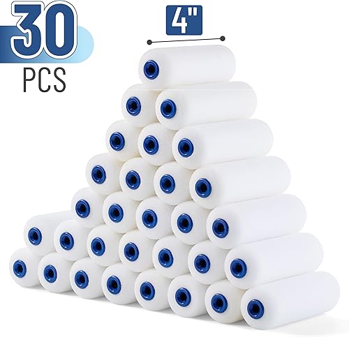 Miniatura 2 de Bates - Cubiertas de rodillo de espuma de 4 pulgadas, paquete de 30 unidades, rodillo de pintura de 4 pulgadas, cubiertas de pintura de rodillo de