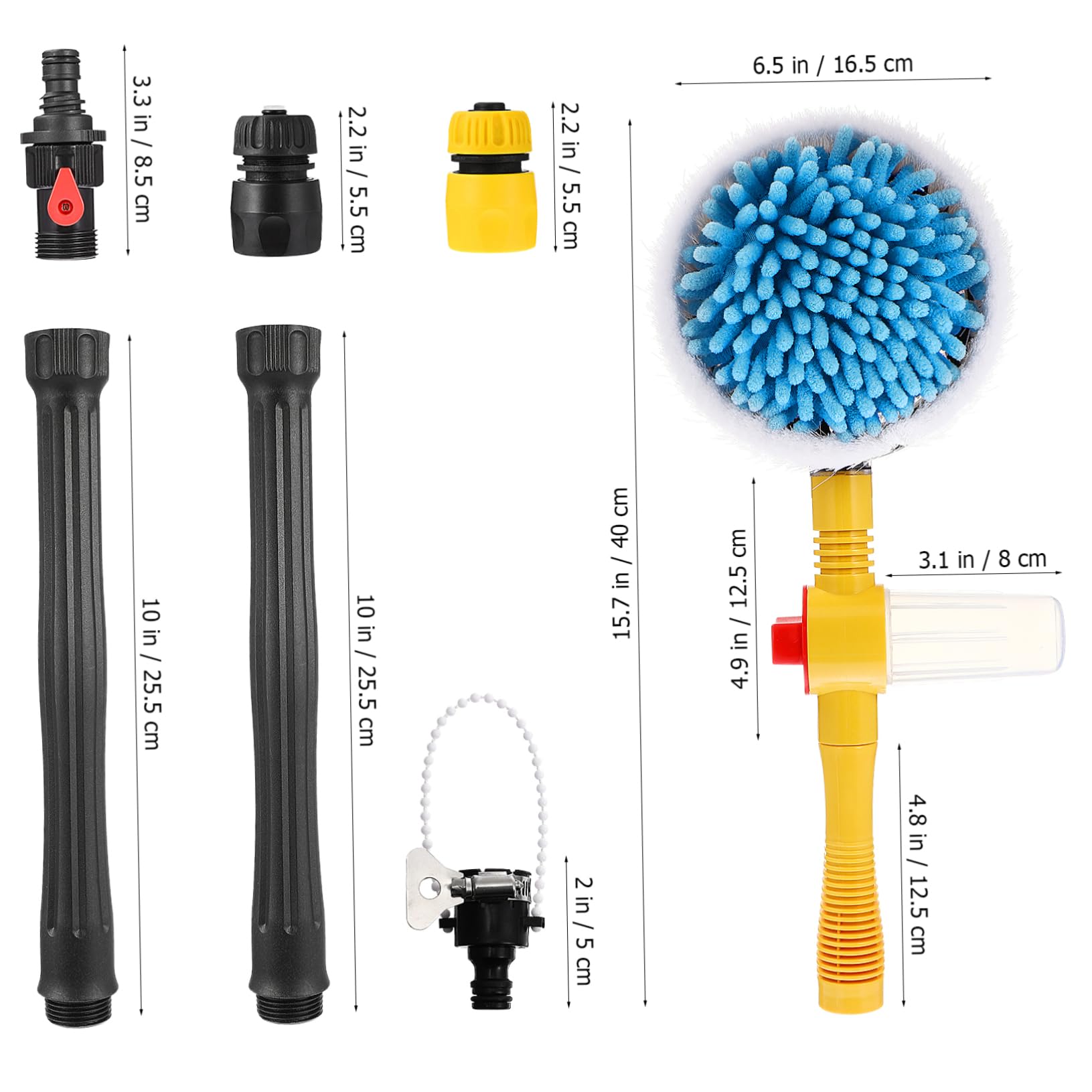 Luxshiny Automatische Pp Langem Rotierende Autowaschbürste mit Wasseraufnahme Griff aus Chenille Starker für Fahrzeuge und Haushaltsreinigung von Fenstern und Böden