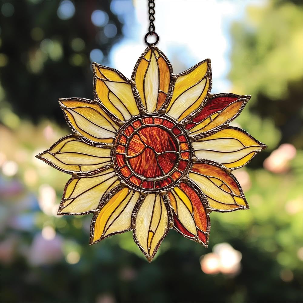 ANTKRAFT Sunflower Suncatcher Hanging Sign Floral Window Decor Ornament for Garden Lovers Gift Mom and Home Decoration Birthday Suncatchers Indoor