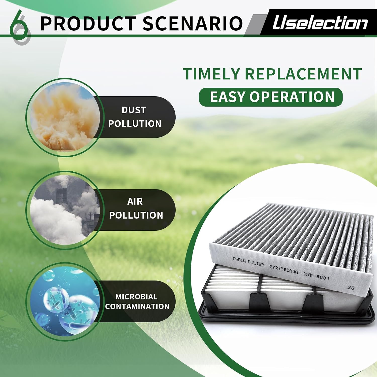 Cabin Engine Air Filter W/Activated Carbon Kit forAltima (2.5L ONLY) 2019 2020 2021 2022 2023 2024, Replace # 16546-6CA0A 272775NA1A CA12551