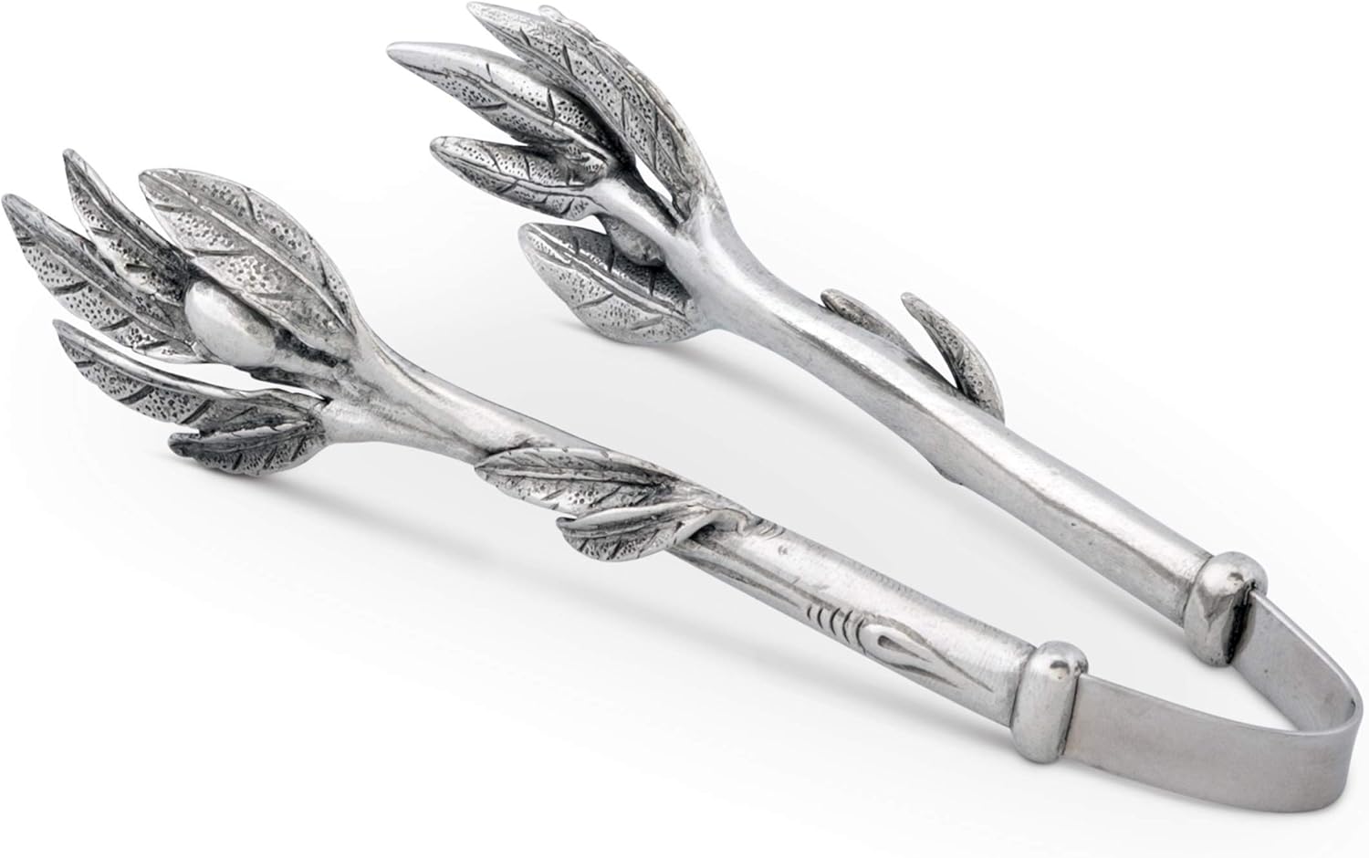 Vagabond House Pewter Olive Pattern Nuts and Olives Tongs 8 inch Long