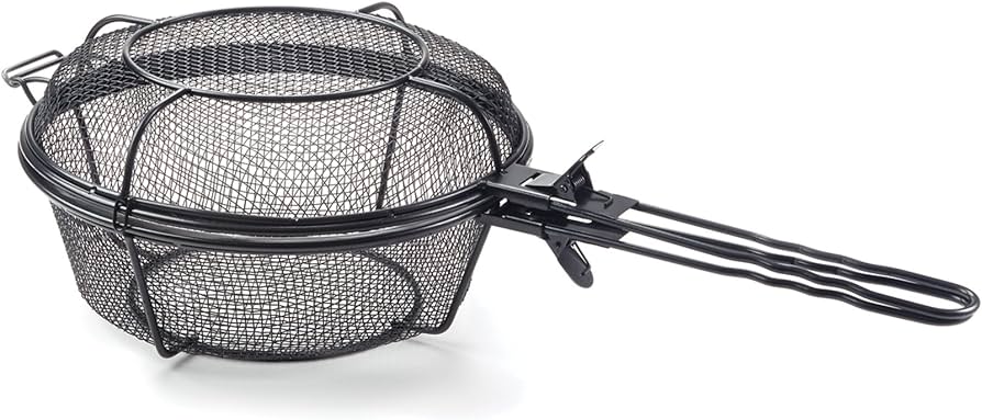 Outset 76182 Chef's Jumbo Outdoor Grill Basket and Skillet with Removable Handles