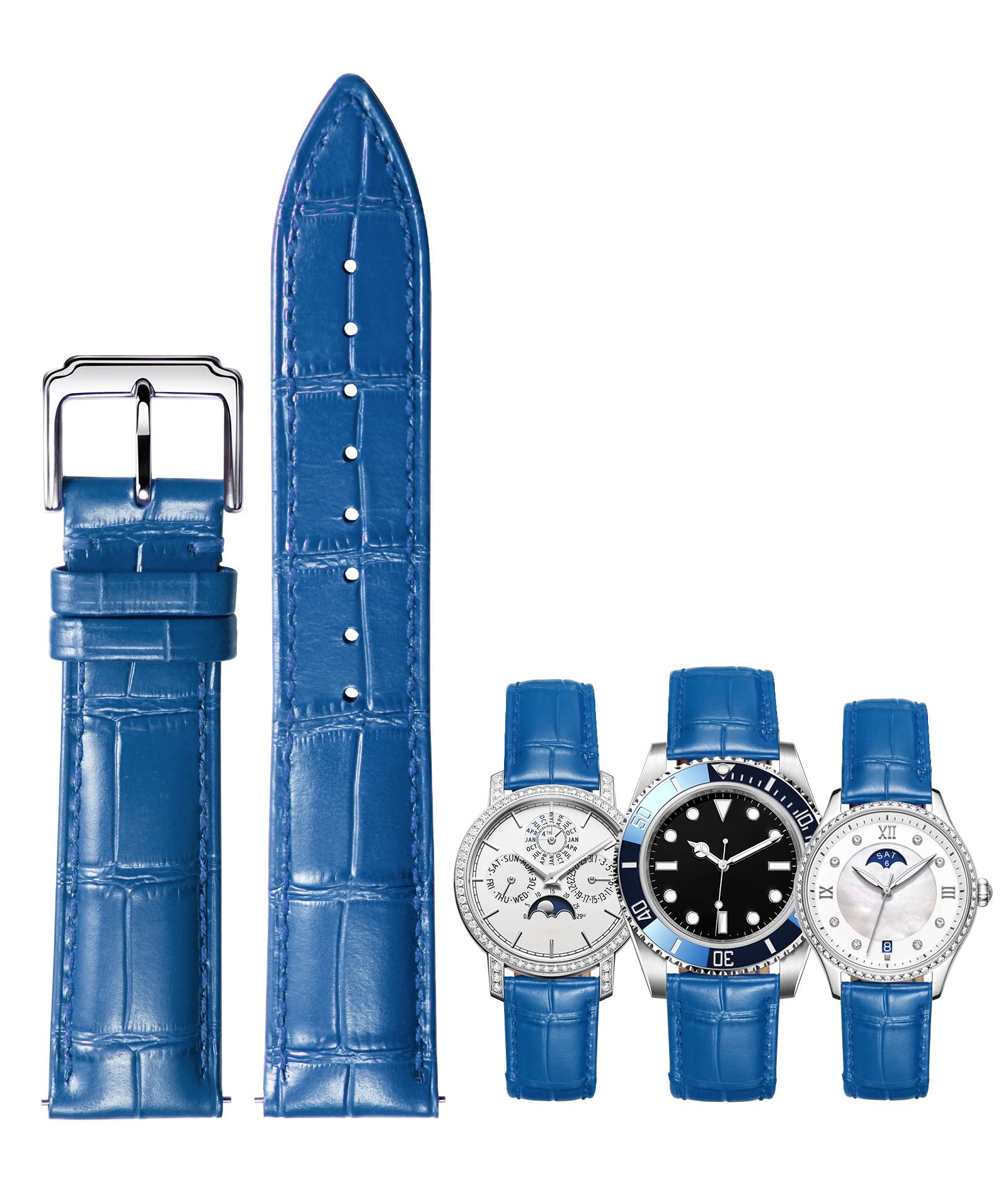 BINLUN Genuine Leather Watch Bands Women Men Quick Release Leather Watch Straps Replacement with 12 Colors Option (10mm, 12mm, 14mm, 15mm, 16mm, 17mm,