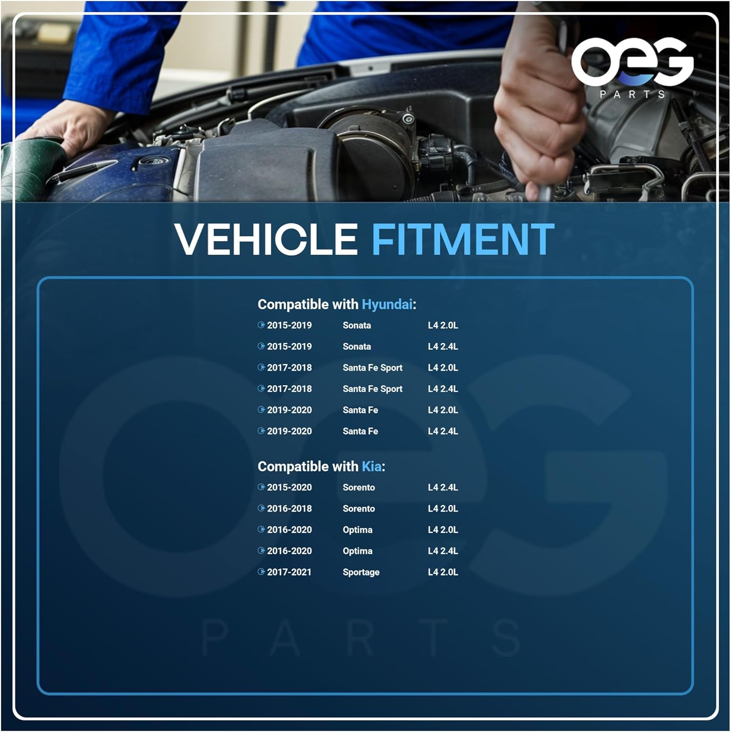 OEG Parts New Alternator Compatible With Hyundai Sonata 2.0L 2.4L 2015-2018, Santa Fe 2.0L 2.4L 2017-2018, Kia Optima Sorento 2.0L 2.4L 2016 37300-2G061