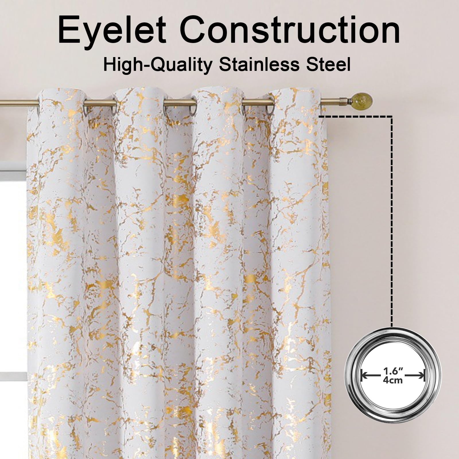 LONGCAO Verdunklungsvorhänge 180 x 60 cm mit Ösen Blackout Curtains Vorhang Thermo Wärmeisolierend Hitze Schlafzimmer Gardinen Und Vorhänge für Wohnzimmer Schlafzimmer, Weiß