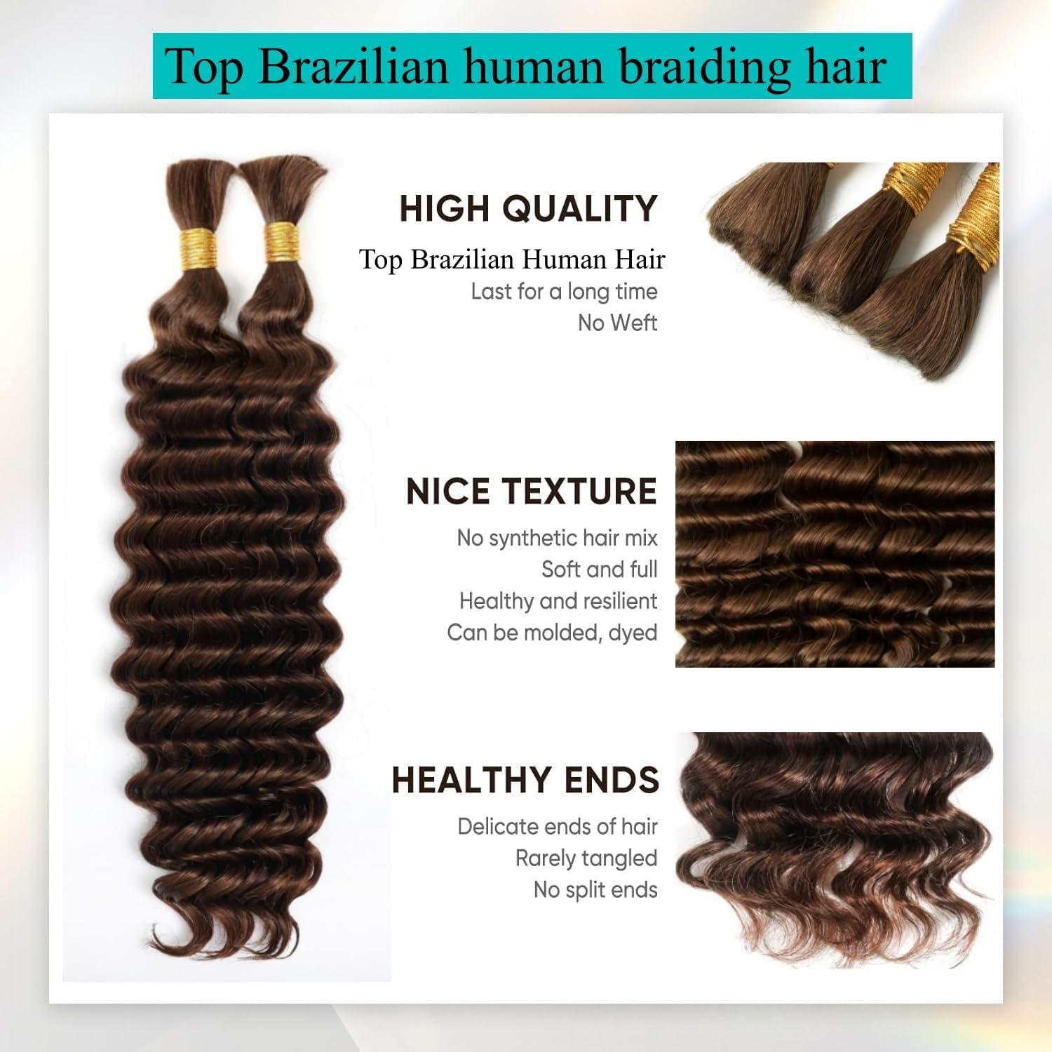 Hair for Boho Braids (Deep Wave 4#, 16Inch 100g(50gx2Bundles)) - Image 2