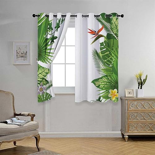 Miniatura 3 de Cortinas de dormitorio para niños, con ojales tropicales, cortinas, opacas, cortinas, para ventana, 55 pulgadas de ancho por 45 pulgadas de largo, 2
