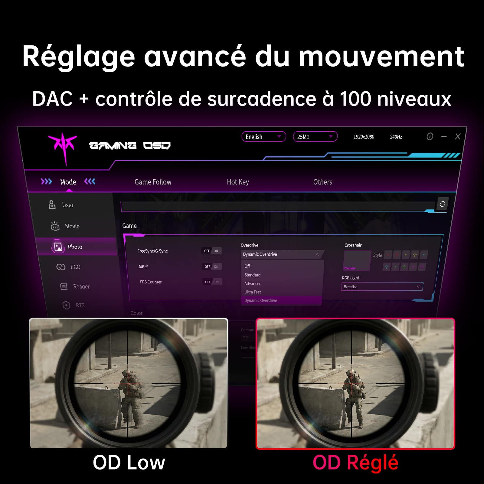 KTC Moniteur Gaming 24,1 Pouces 400Hz, Fast TN Panel, Temps de réponse 1ms, Contraste 1000:1, Pied réglable, Ports HDMI & DP Doubles, Couvre-écran Anti-éblouissement, Crochet intégré pour Casque