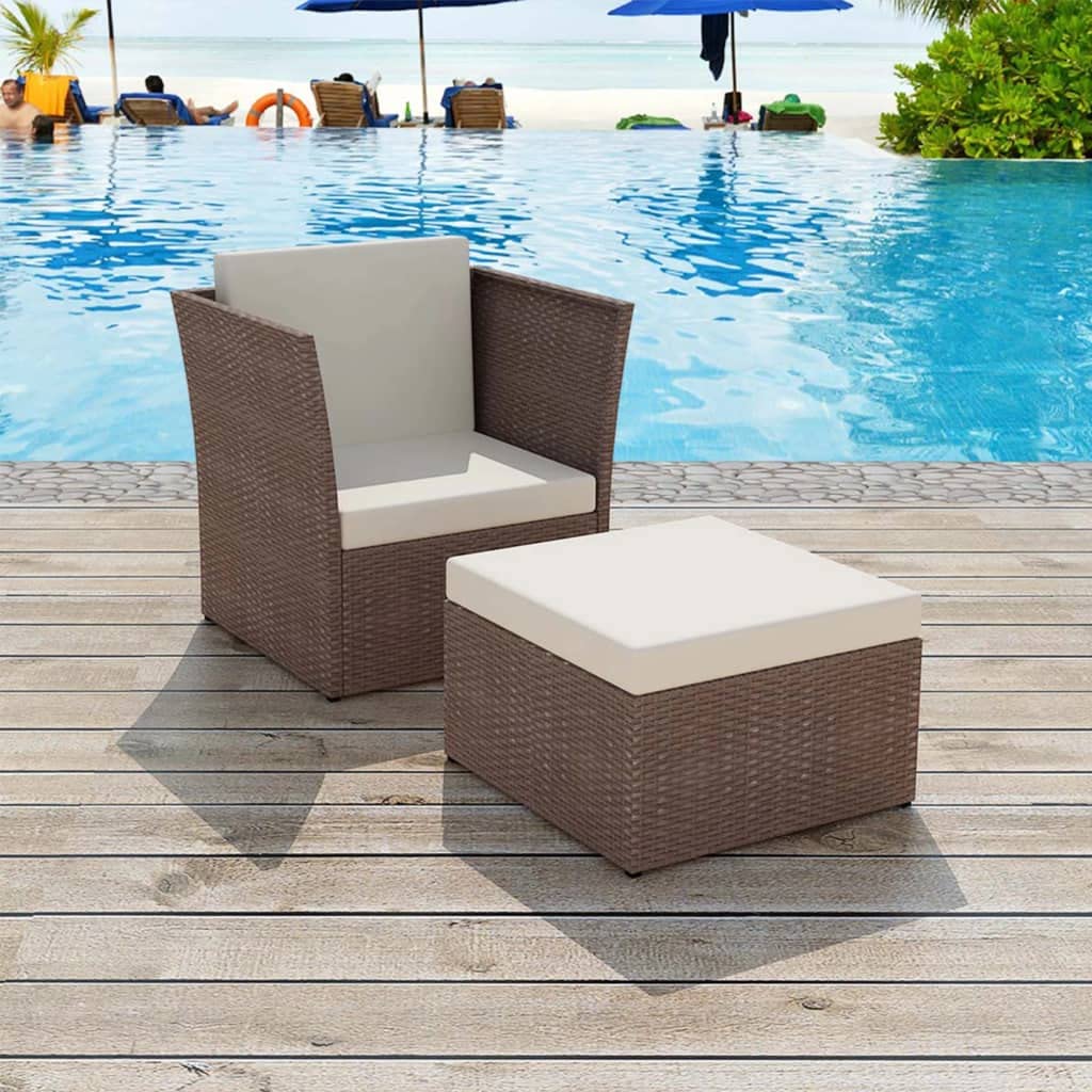Fauteuil de jardin avec repose-pieds en résine tressée pour vos siestes en terrasse