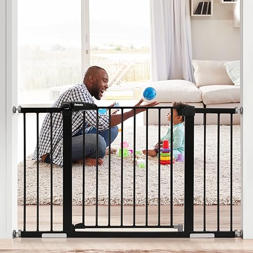Miniatura 36 de Babelio Puerta de bebé para puertas y escaleras, puerta de 26 a 40 pulgadas con cierre automático para perros y cachorros, fácil de instalar