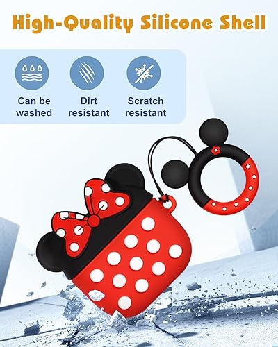 Miniatura 4 de Boaretiu - Funda para Airpods de 4 generación, con llavero para AirPods de 4 generación (2024), color rojo, lindo kawaii, divertido 3D, de silicona