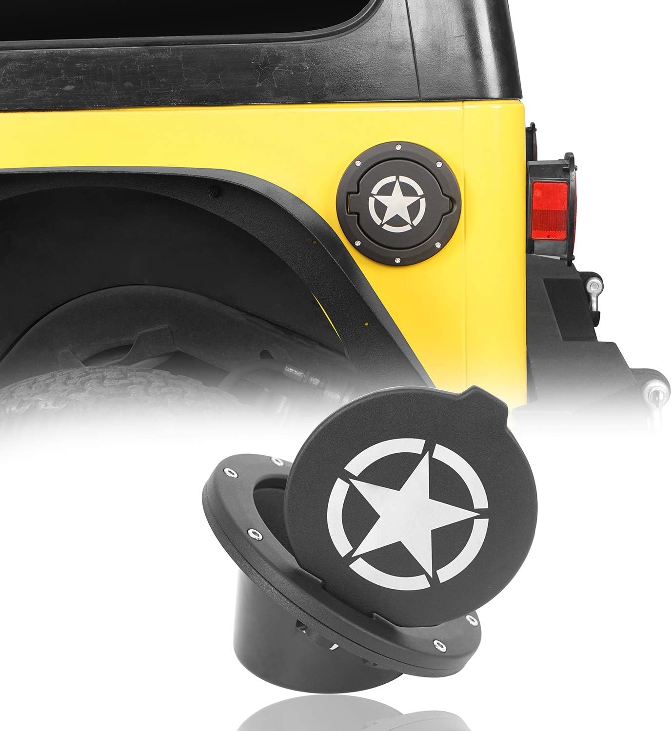 Wrangler TJ Gas Cap Cover Star Gas Door Fuel Filler Tank