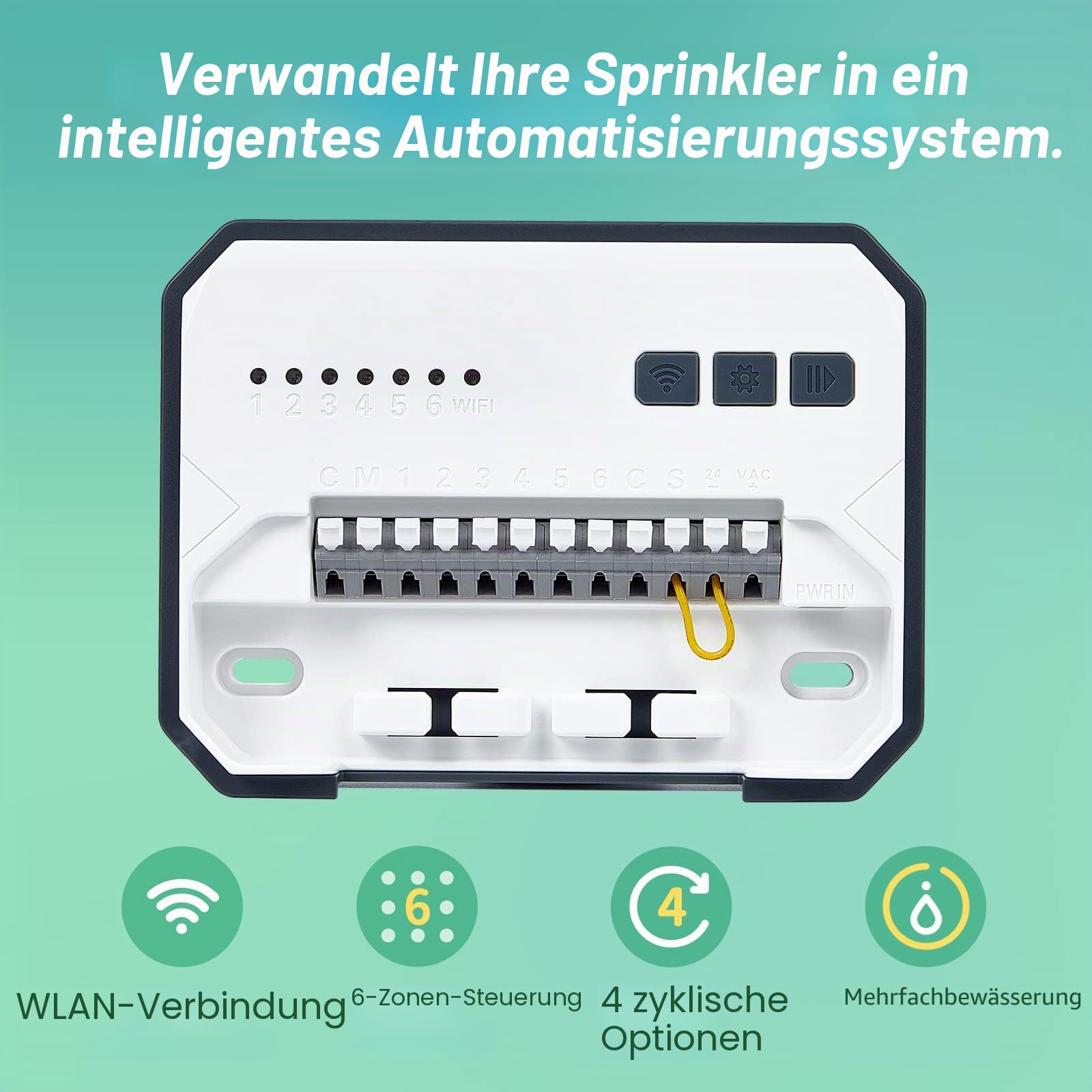 Inkbird IIC-600-WIFI bewässerungscomputer,WiFi Sprinkler/Bewässerungssystem Timer/Controller, 6 Zonen, Innen-/Außenbewässerungssystem Controller, App-Überwachung, Regenauslassung, saisonale Anpassung