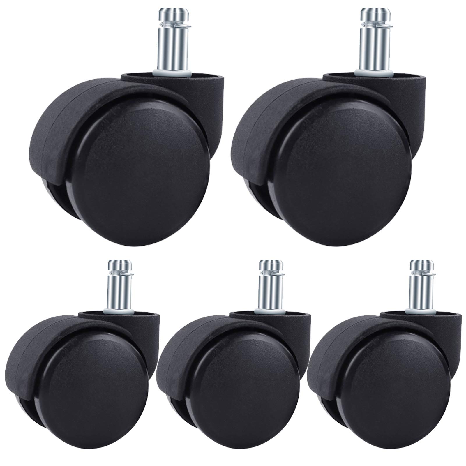 Jolan Office Chair Casters,5Pcs,Swivel Castors,Furniture Castors,Load-Bearing 80KG,ABS Plastic,50Mm Diameter,Universal Casters,Circlip,50mm