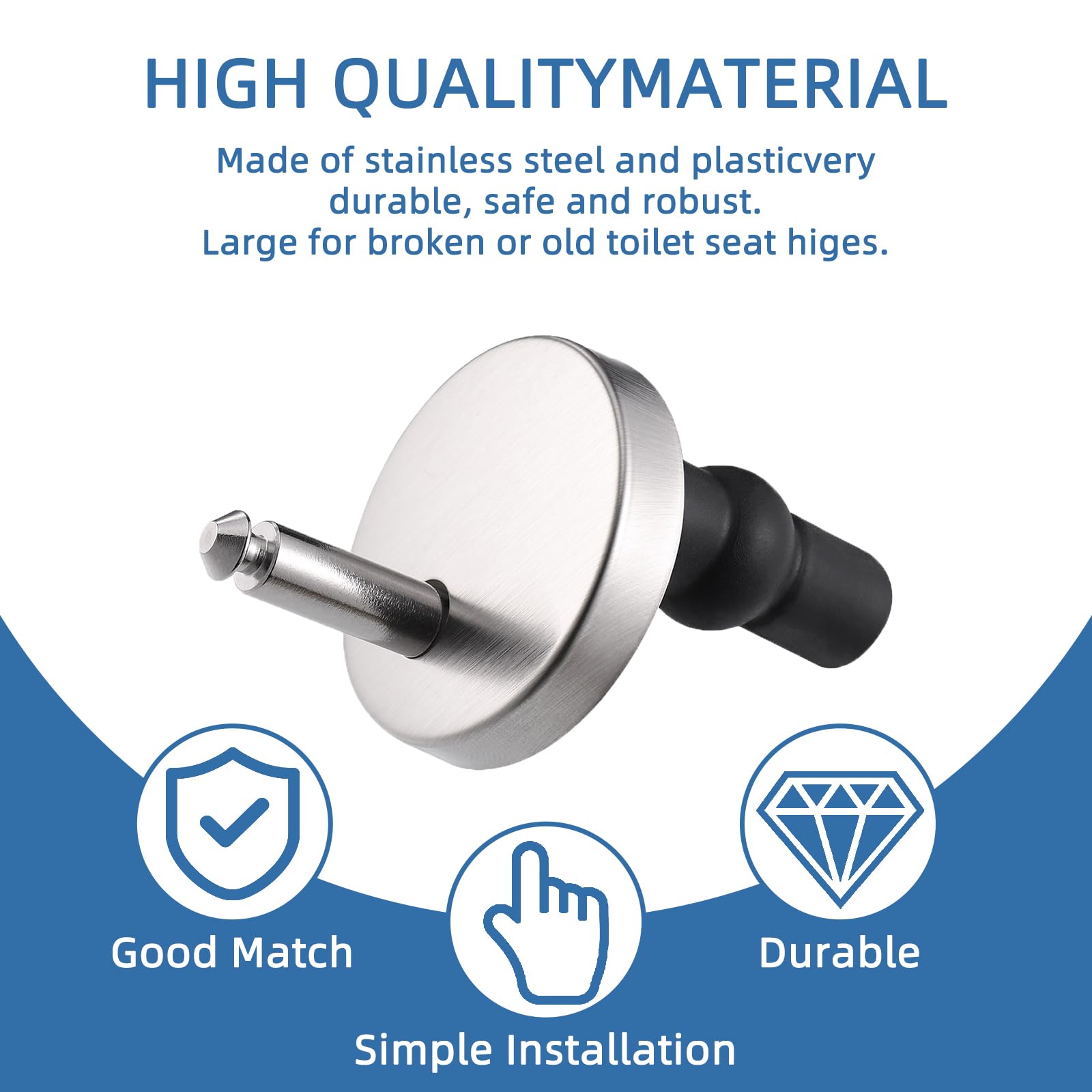 Universal Toilet Seat Fixings Kit, Heavy Duty Quick Release Toilet Seat Hinges & Bolts, Anti-Slip D Shape Toilet Seat Buffers - Image 3