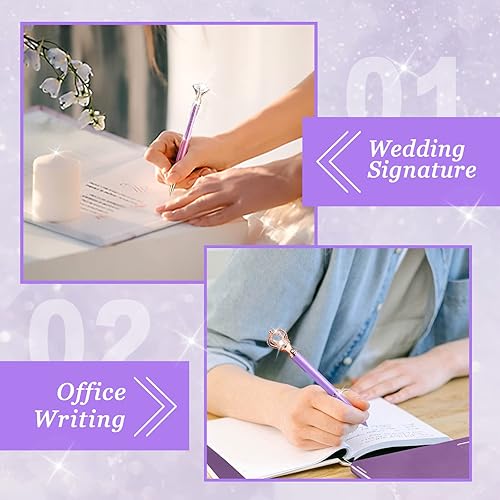 Miniatura 2 de amassan Juego de bolígrafos de metal con diamantes de cristal para suministros de escritorio de oficina y boda (amarillo)