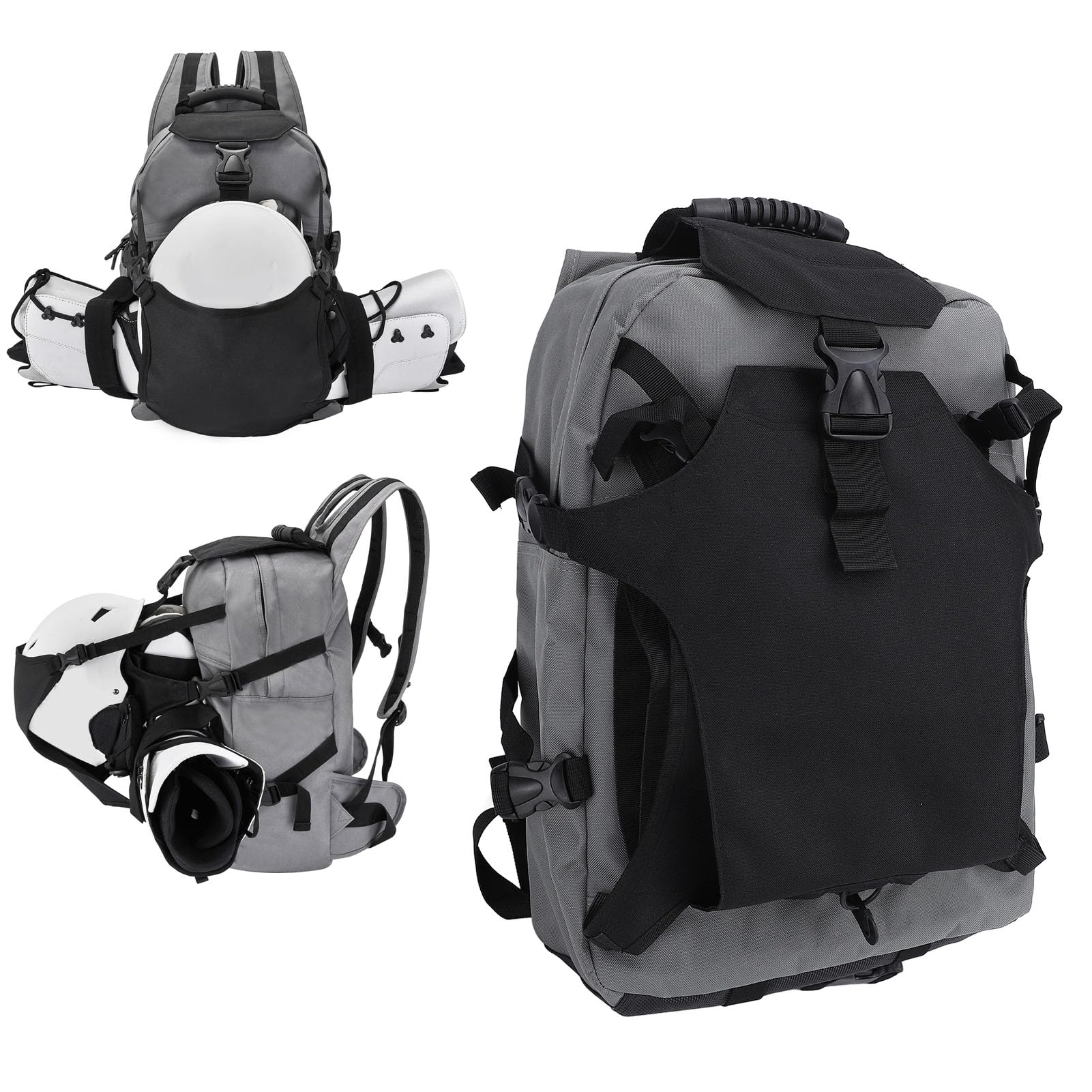 Borsa per Scarponi da Sci, Zaino da Sci in Tessuto Oxford 30 Litri con Scomparto per Casco, Zaino da Snowboard Impermeabile con Tasche Laterali e Cinghie Regolabili per Viaggi Escursionismo