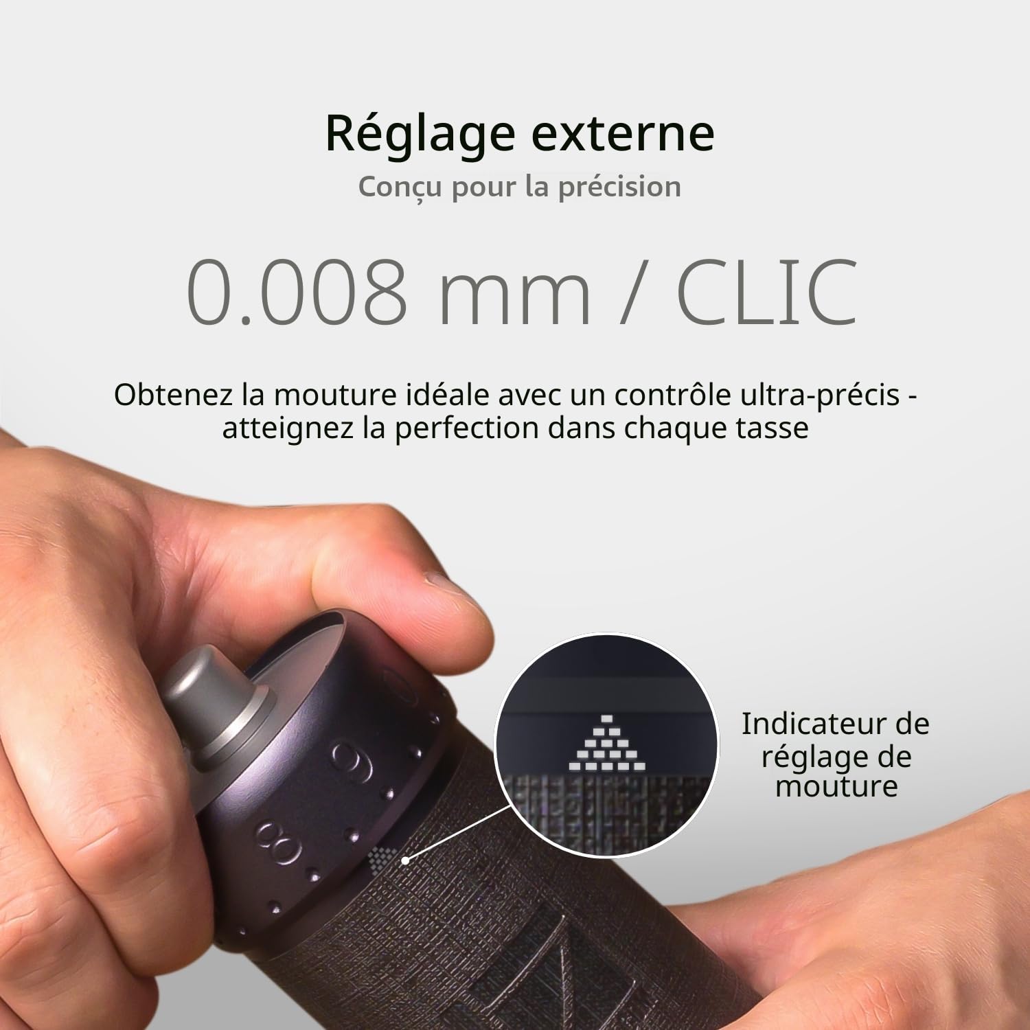 1Zpresso J-Ultra Moulin à café manuel gris fer, bavure conique, poignée pliable, capacité de tasse de capture magnétique de 40 g, réglage numérique réglable, efficacité de mouture plus rapide,