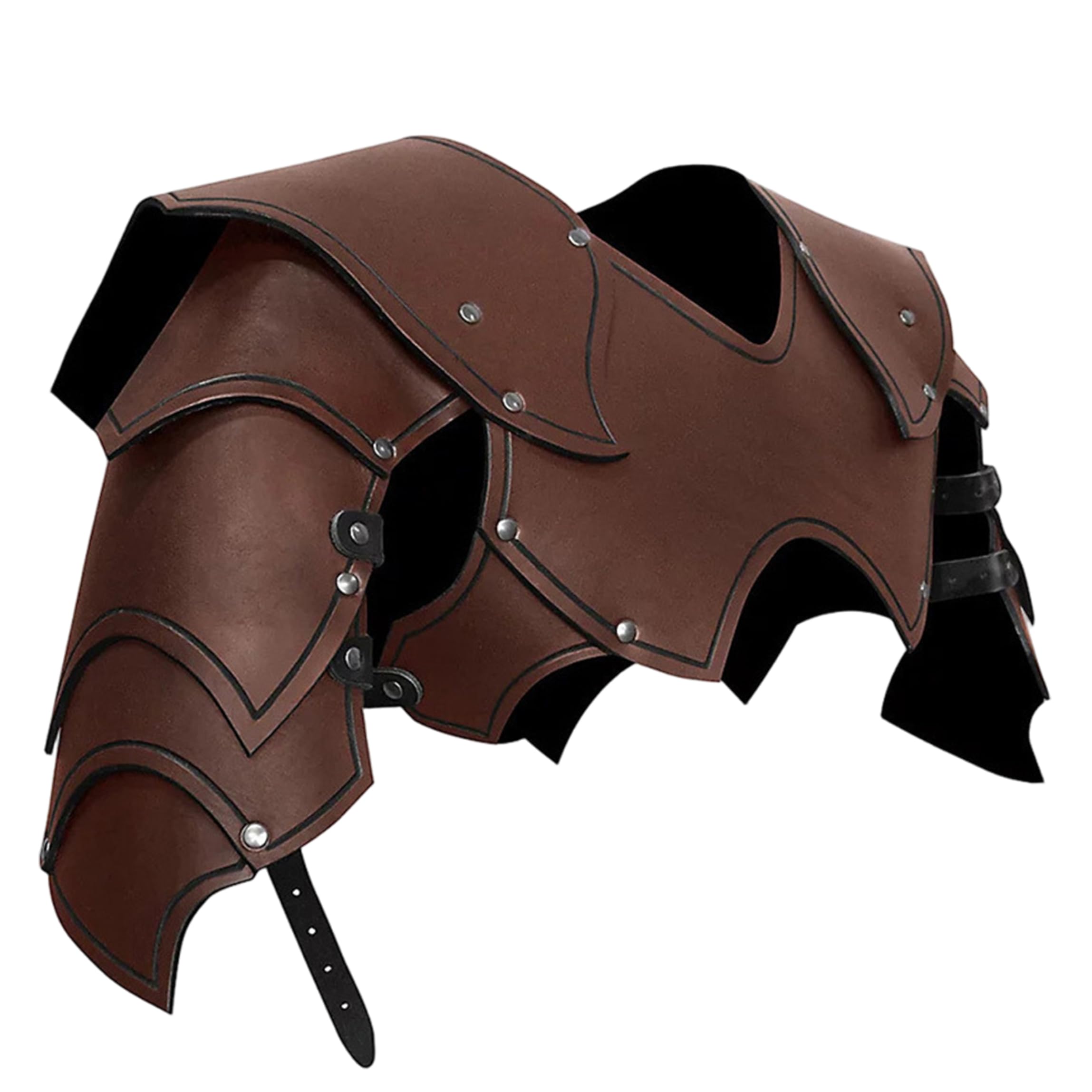Armadura Medieval para Hombres, Armadura integrada para Hombros y Pecho, Vikingo para actuaciones de Cosplay de Larp - Marrón