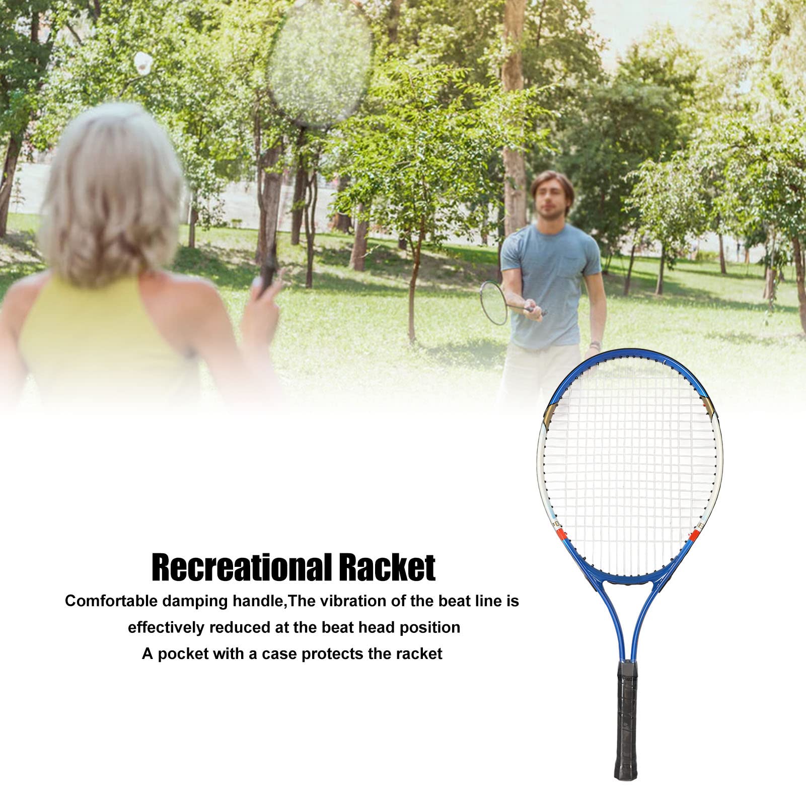 Generic Raqueta de Tenis para Adultos de Aleación de Aluminio con Absorción de Impactos y Doble Orificio para Entrenamiento - Jugadores Recreativos