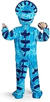 Vista 4 de Spooktacular Creations Disfraz de triceratops para niños, disfraz de dinosaurio azul con huevo de felpa para niños, bebé, niño pequeño, mono