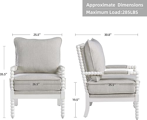 Miniatura 2 de Duhome - Juego de sillas decorativas de tela de lino con marco de madera, silla de bobina con cojín de resorte de alta resistencia y almohadillas