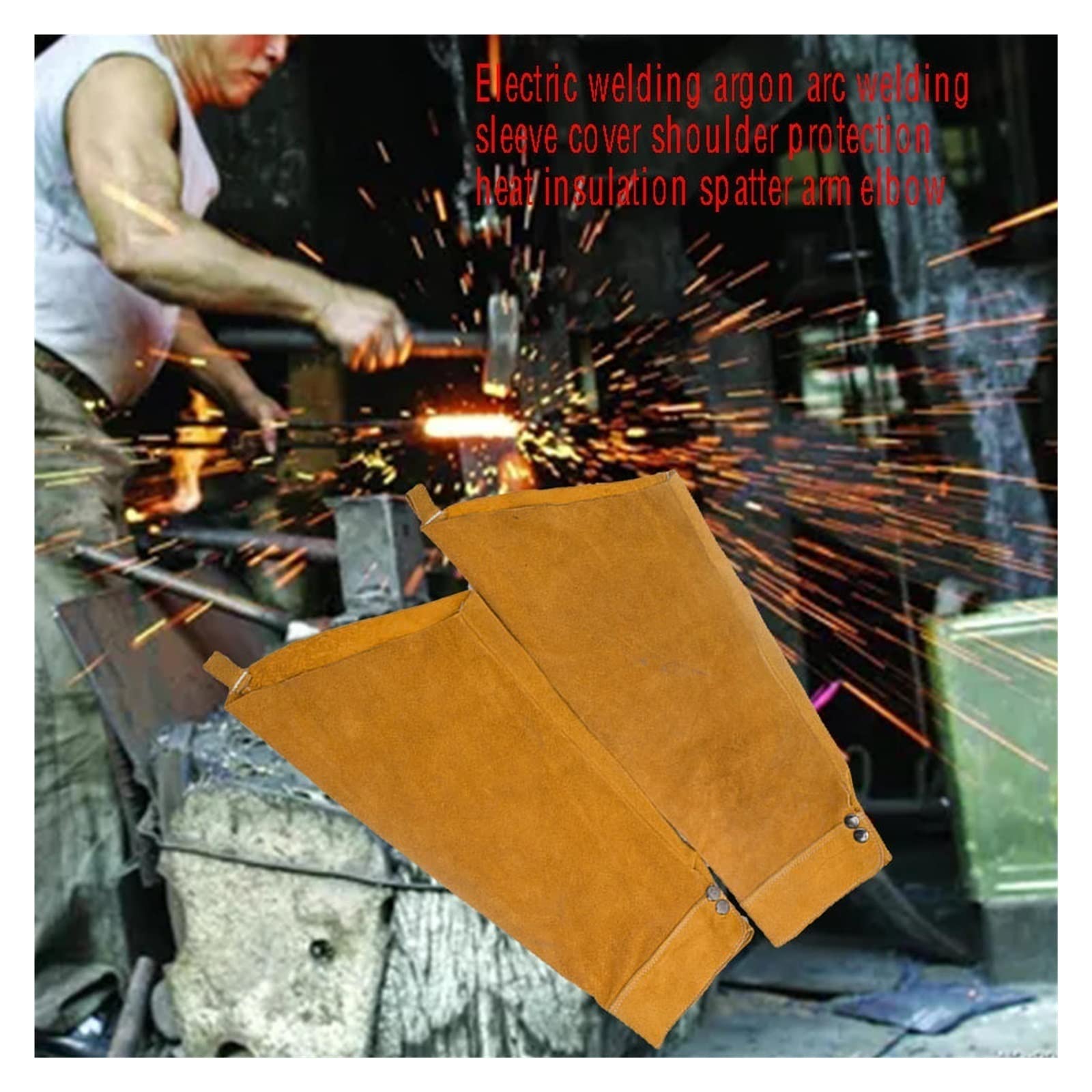 Tablier soudeur, Manches de soudage résistantes à la chaleur Sparle Protection des manches en cuir for le soudage, Vêtements de soudage Manchons à bras
