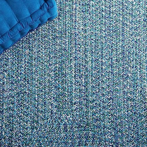Image of Cotton Rounds Carpet for Living Room, Bedroom, Home Decor - Soft & Durable Floor Rug, Washable & Lightweight 6x6 feet, Color Mix Green