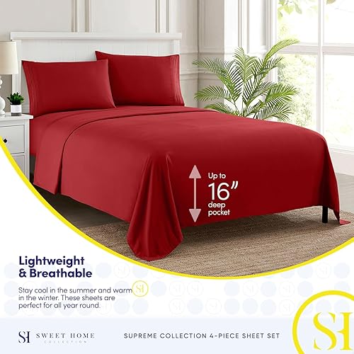 Miniatura 3 de Sábanas de Cama Tamaño Queen - Sábanas de Lujo Transpirables con Elástico Completo y Correas de Esquina Seguras Incorporadas - Colección Suprema