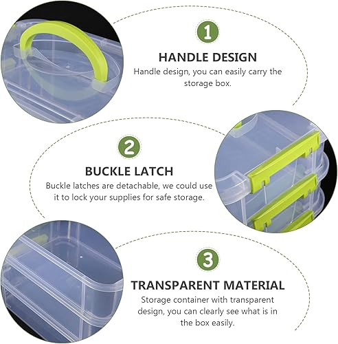 Miniatura 9 de Zerodeko Caja de almacenamiento apilable de 3 niveles, transparente, apilable, contenedor de almacenamiento para manualidades, organizador con tapa