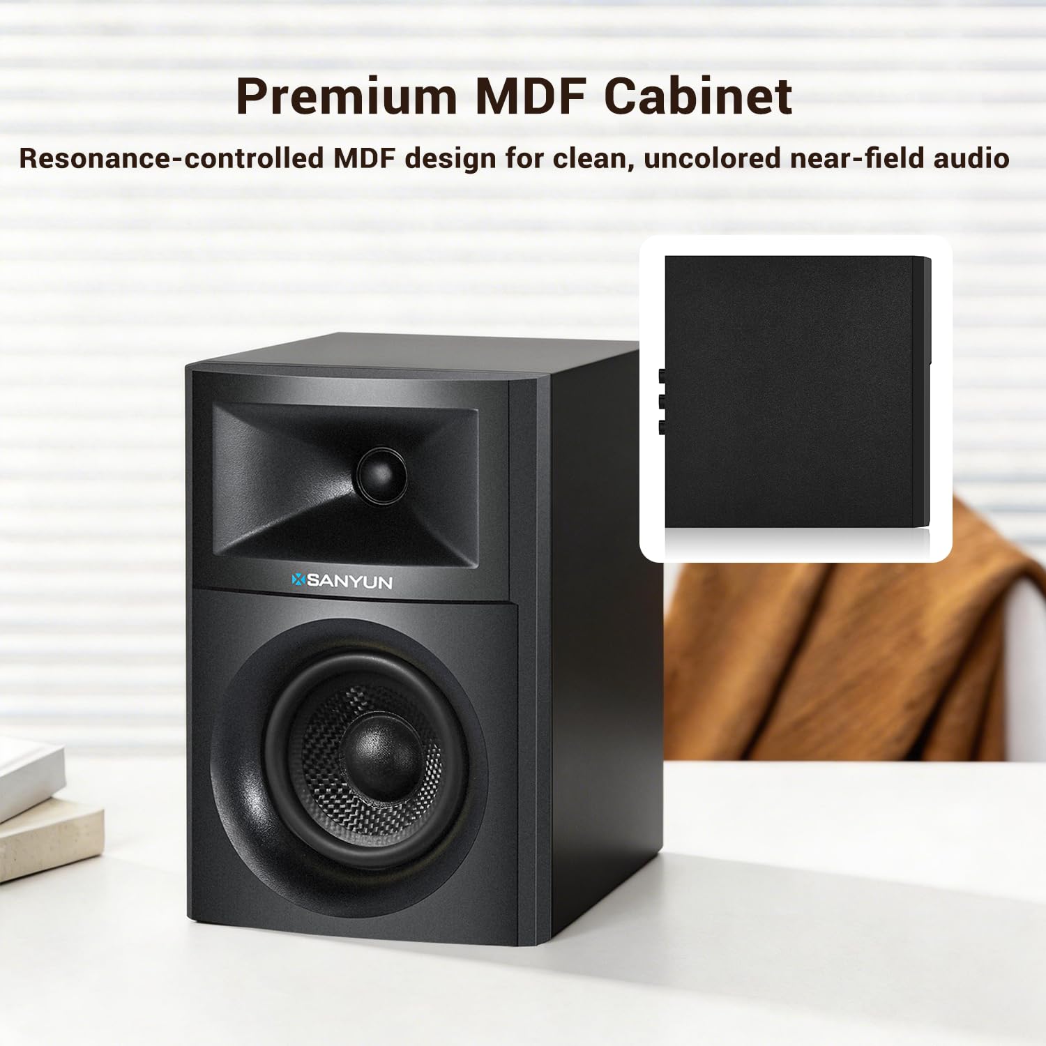 Sanyun SW203 2.0 Altoparlanti per computer desktop - Stereo 3D a campo vicino con imaging verticale - 60W Triple-DSP Doppia unità indipendente - DAC USB-C 24bit Bluetooth 5.4 AUX, HiFi per PC da gioco