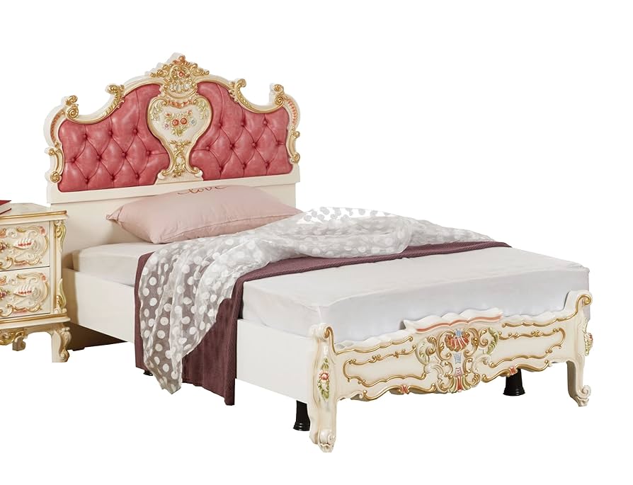 Amazon｜ロココ調ベッド：シングル/ピンクべッド【脚付き