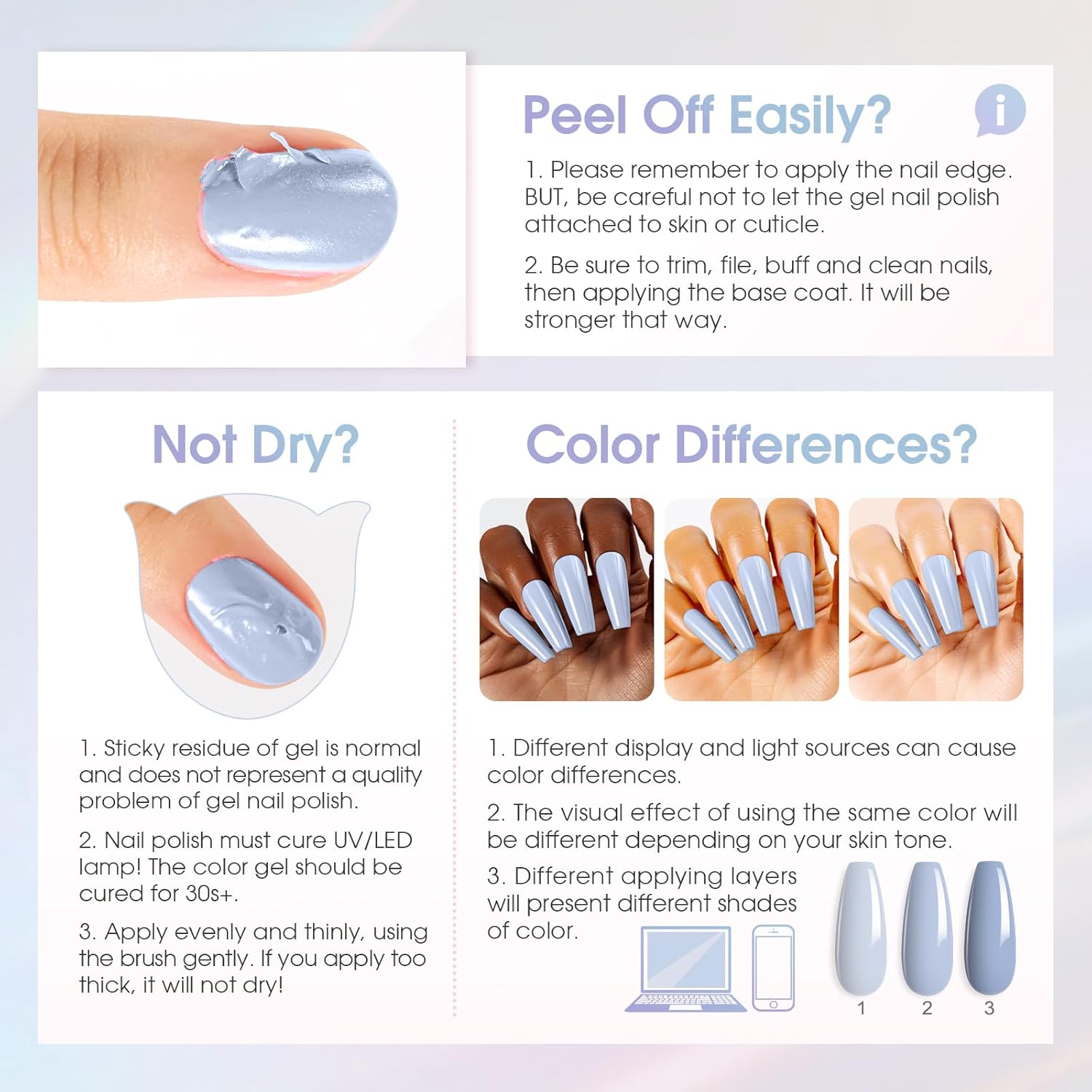 ROSALIND 42 Pcs Gel Nail Polish Set, 38 Colors All Seasons Nail Polish Set Colorful Begginer Kit with Base Coat & Glossy/Matte/Glitter Top Coat, Gel Nail Art Manicure Salon DIY Gifts