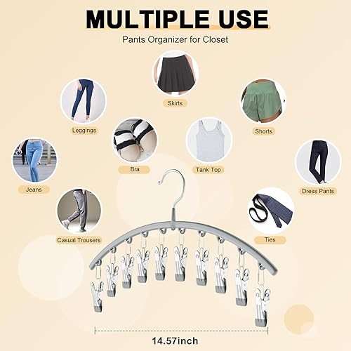Miniatura 5 de Legging Organizer for Closet Volnamal Pants Hangers 2 Pack with 10 Large Clips Holds 20 Leggings Hangers Space Saving Hanging Closet Organizer with